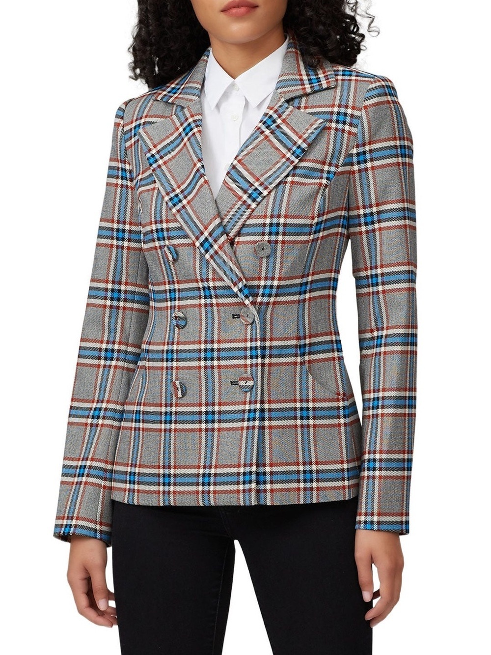 TANYA TAYLOR Freida Double-Breasted Plaid Blazer (123)